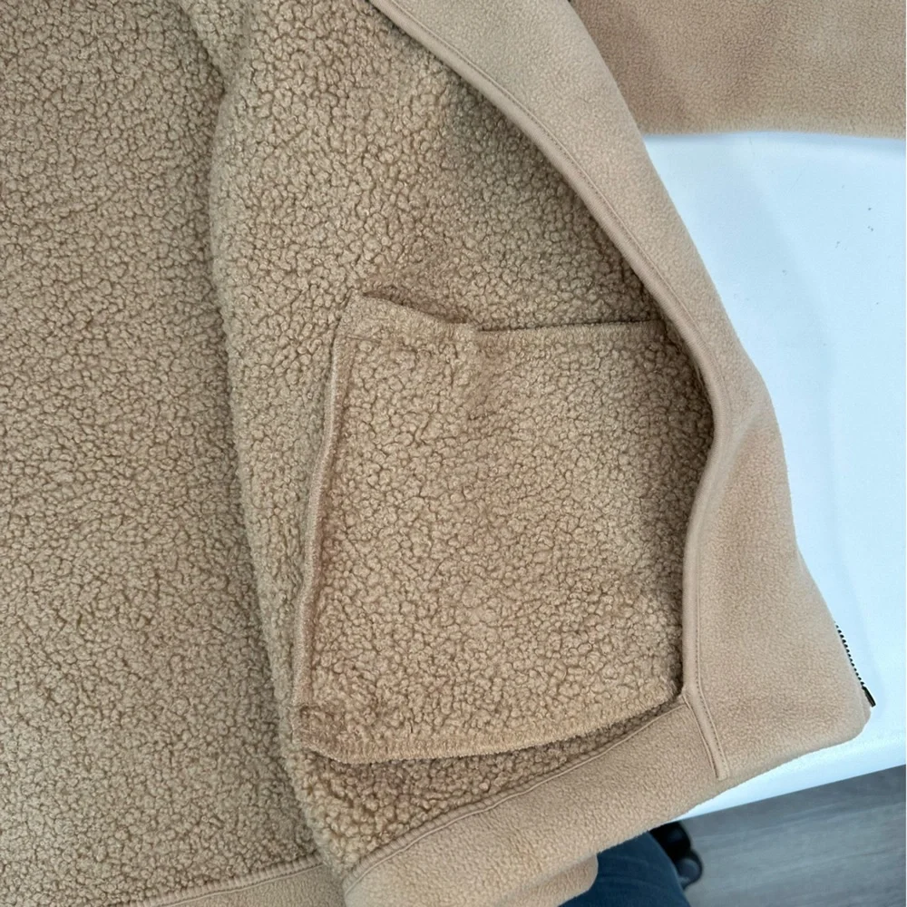 Banana Republic Women's SHERPA BOMBER JACKET Sz L Oversized Snap Pockets… - Picture 12 of 17